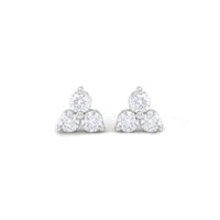 Three Stone Diamond Stud Earrings