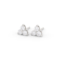 Three Stone Diamond Stud Earrings