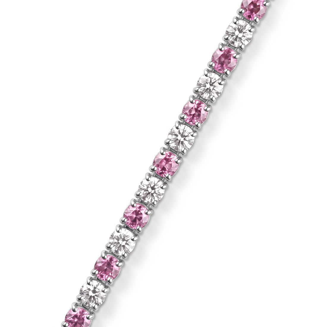 14K Diamond and Pink Sapphire Tennis Bracelet
