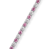14K Diamond and Pink Sapphire Tennis Bracelet