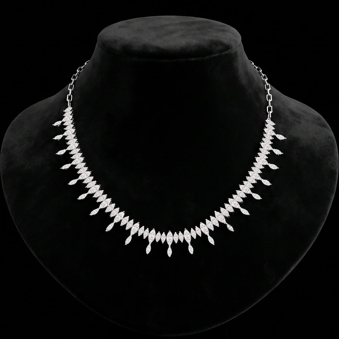 Marquise Shape Diamond Illusion Necklace with Diamond Drops