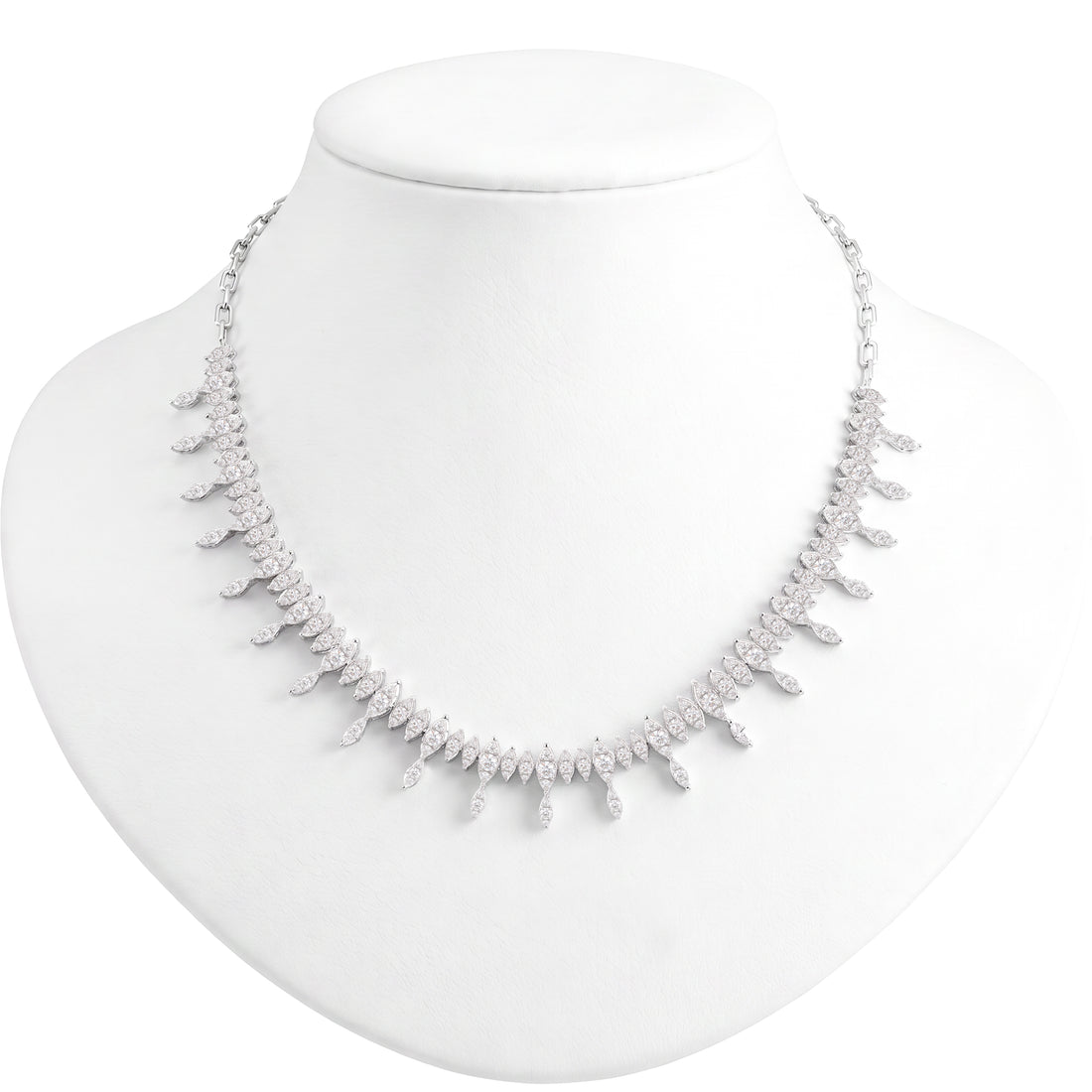 Marquise Shape Diamond Illusion Necklace with Diamond Drops