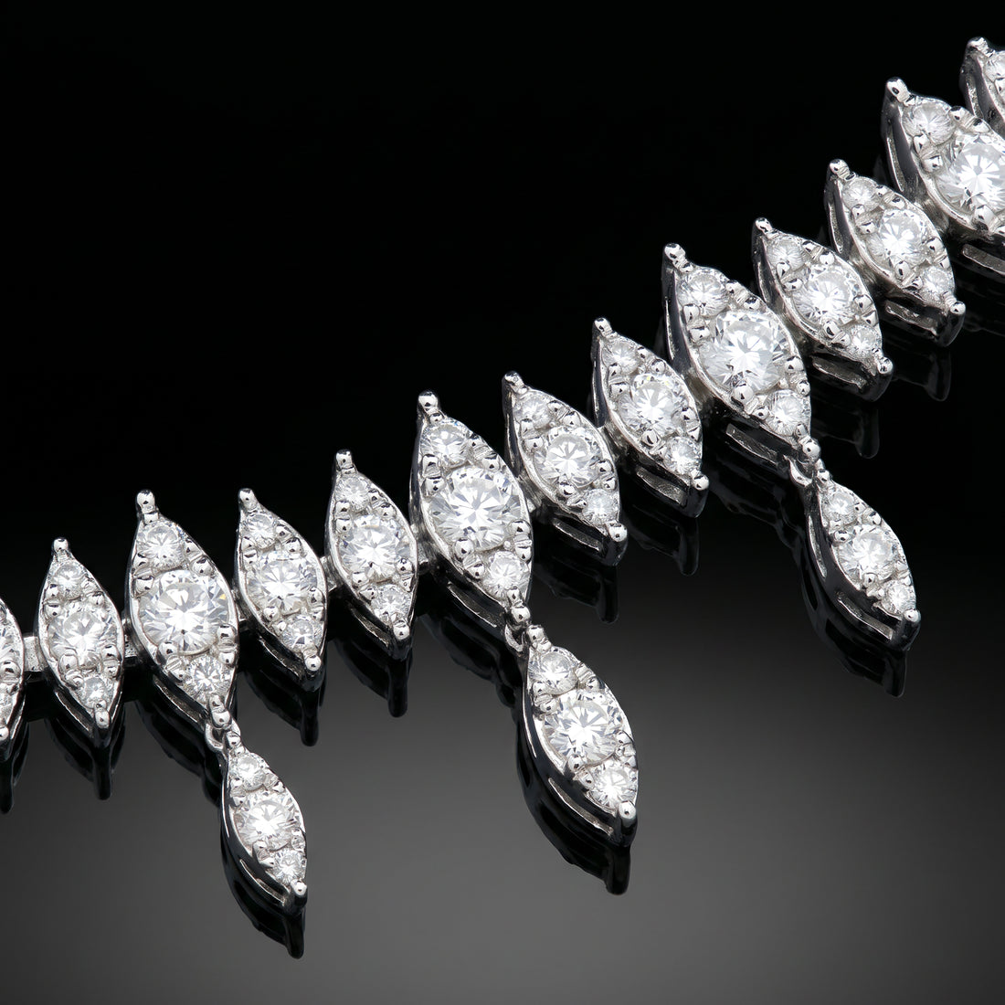 Marquise Shape Diamond Illusion Necklace with Diamond Drops