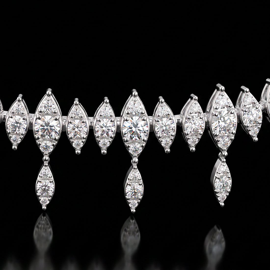 Marquise Shape Diamond Illusion Necklace with Diamond Drops