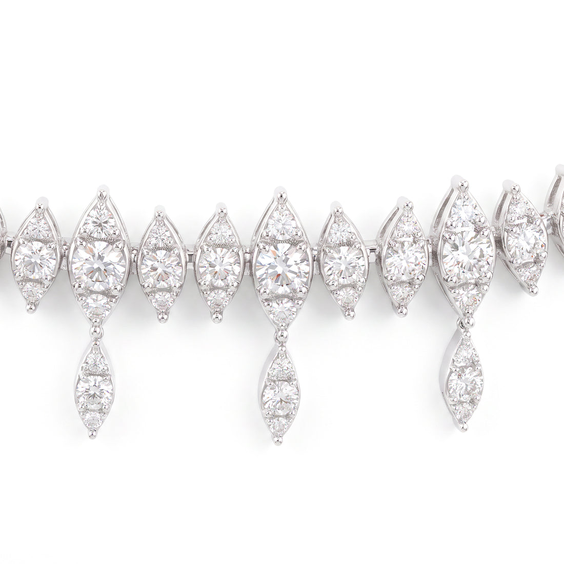 Marquise Shape Diamond Illusion Necklace with Diamond Drops