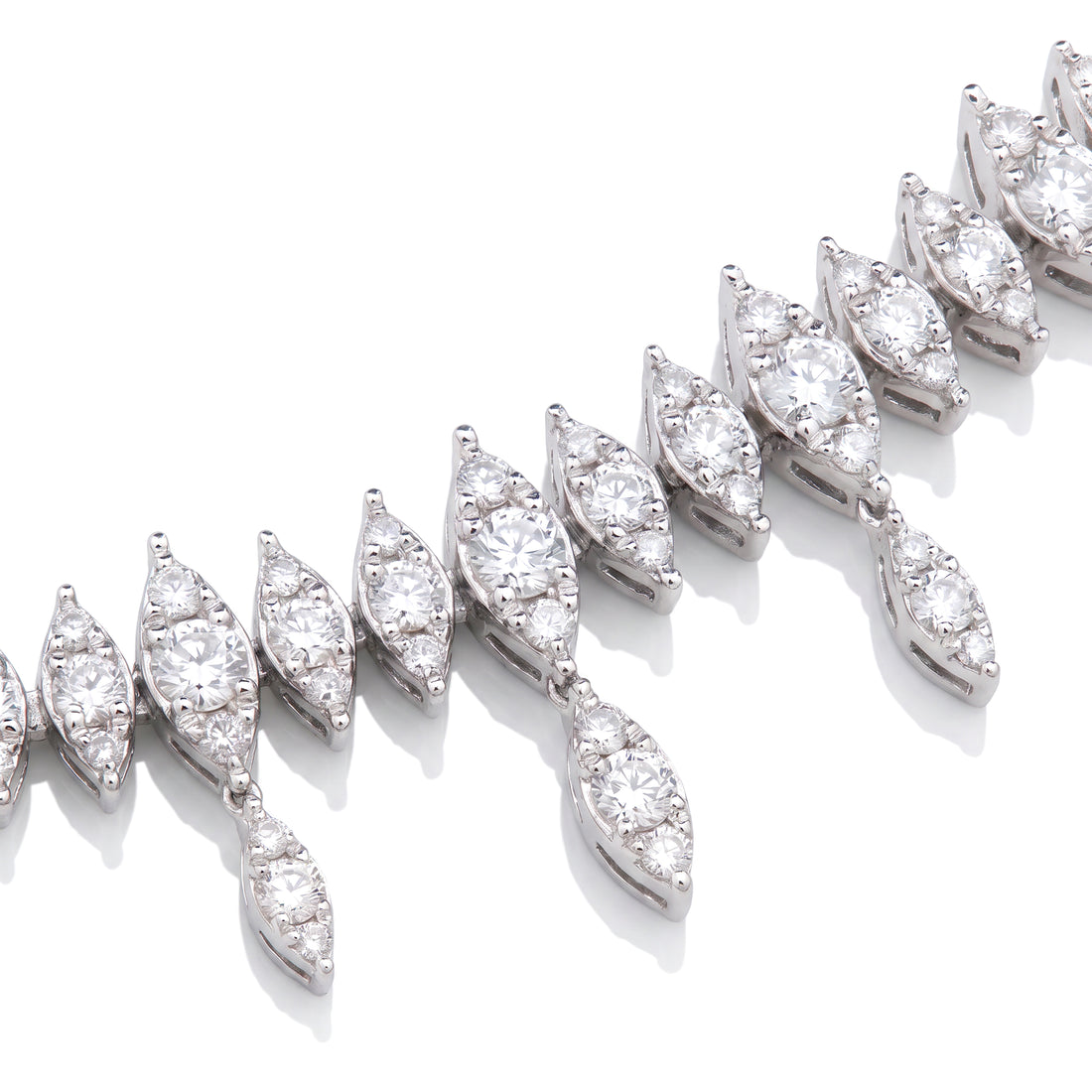 Marquise Shape Diamond Illusion Necklace with Diamond Drops