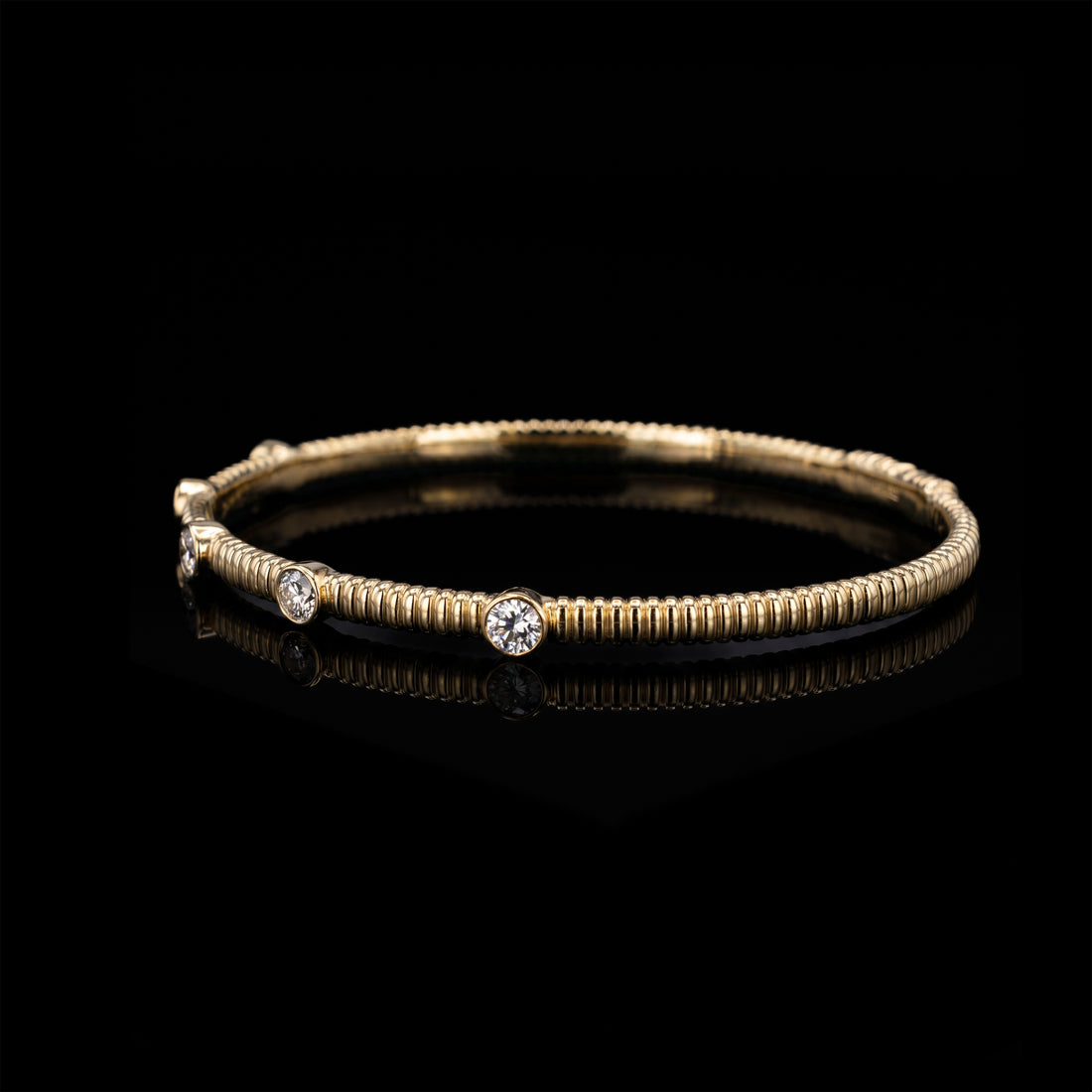 Fluted Station Diamond Flex Bangle
