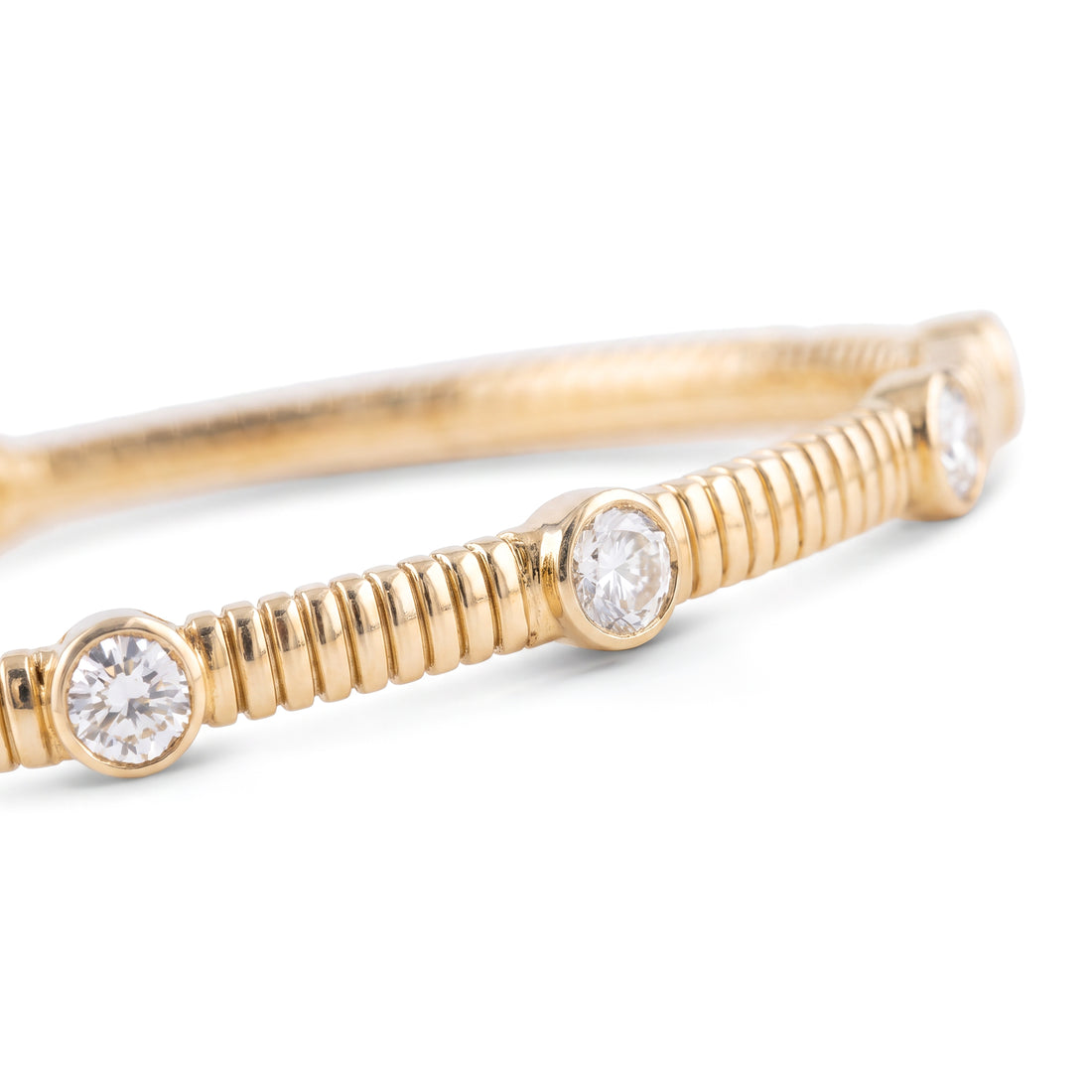 Fluted Station Diamond Flex Bangle