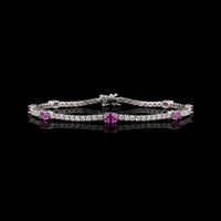 14K WG Diamond and Pink Sapphire Tennis Bracelet