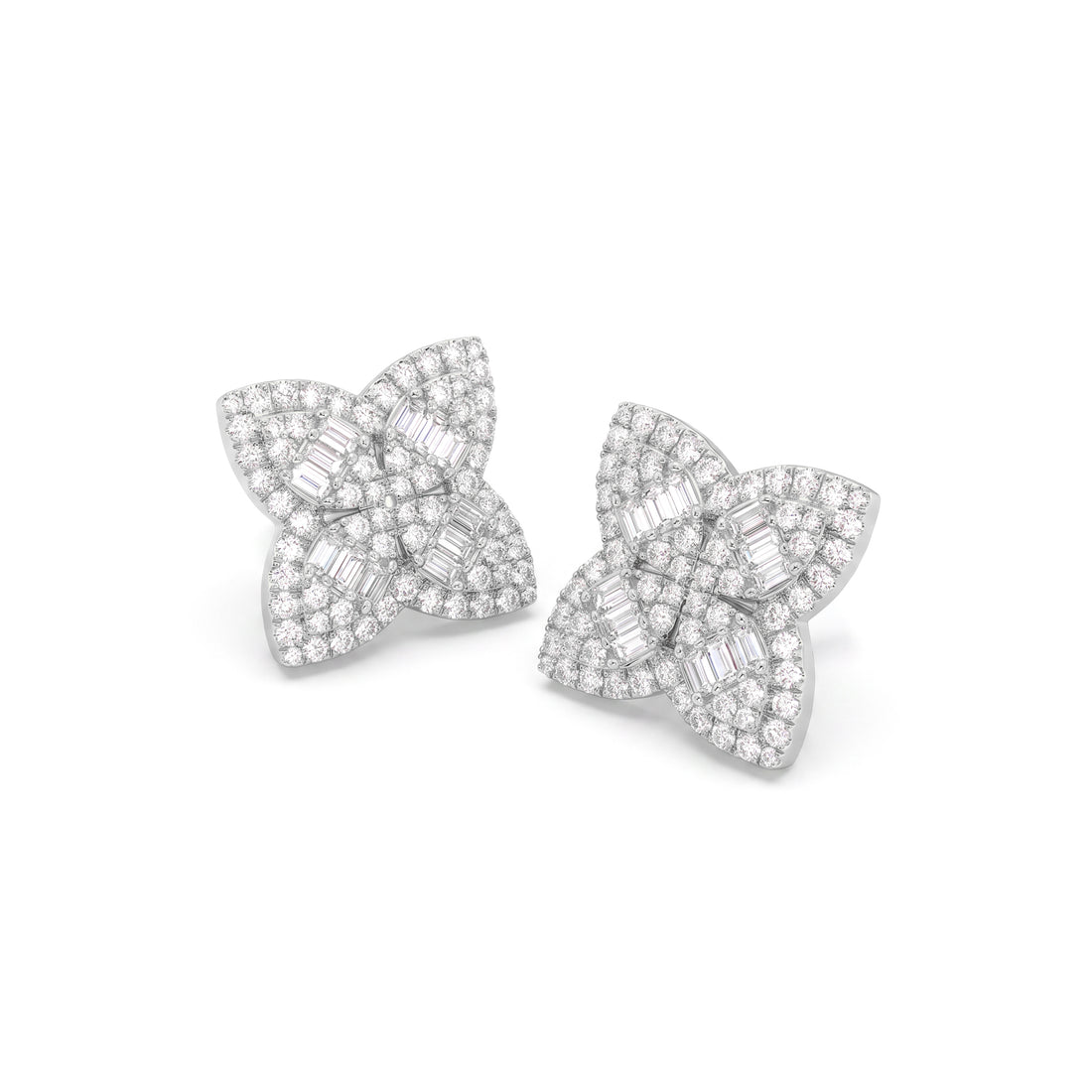 Quatrefoil Clover Diamond Earrings | White Gold