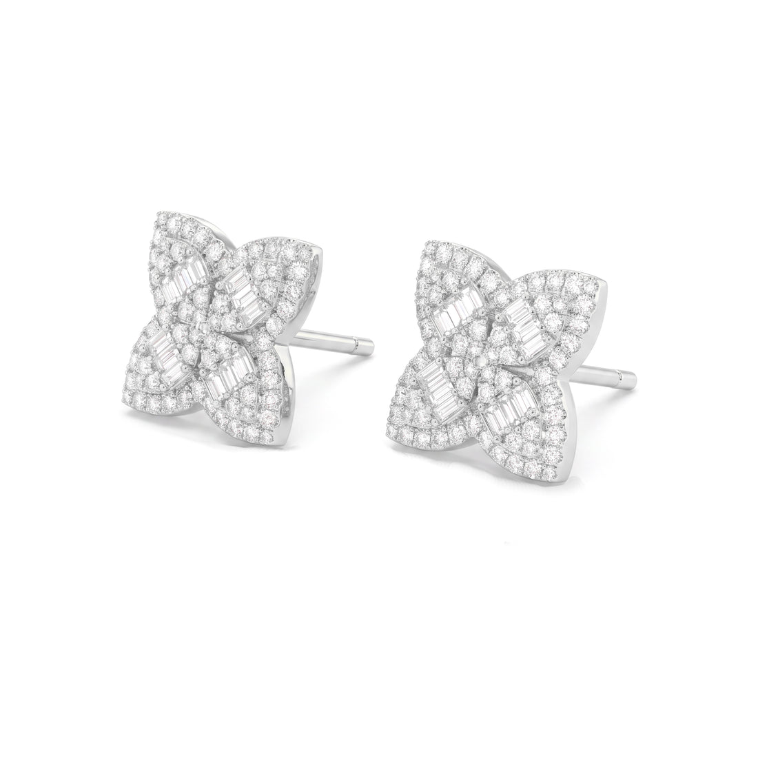 Quatrefoil Clover Diamond Earrings | White Gold
