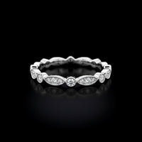 Scalloped Bezel Diamond Band | White Gold