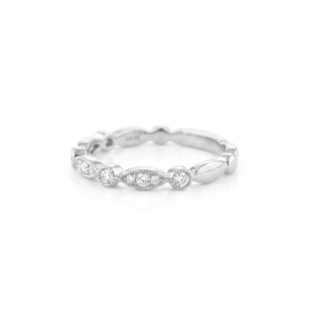 Scalloped Bezel Diamond Band | White Gold