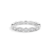 Scalloped Bezel Diamond Band | White Gold