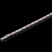 14K Diamond and Pink Sapphire Tennis Bracelet