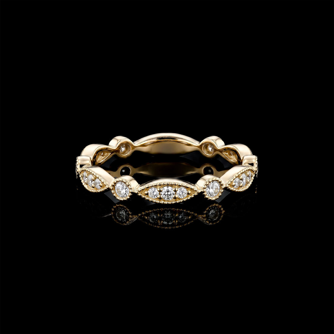 YG Marquis and Round shaped Eternity Ring