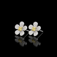 Yellow Diamond Center Flower Earrings