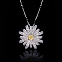 Yellow Diamond Flower Pendant Daisy