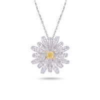 Yellow Diamond Daisy Flower Necklace