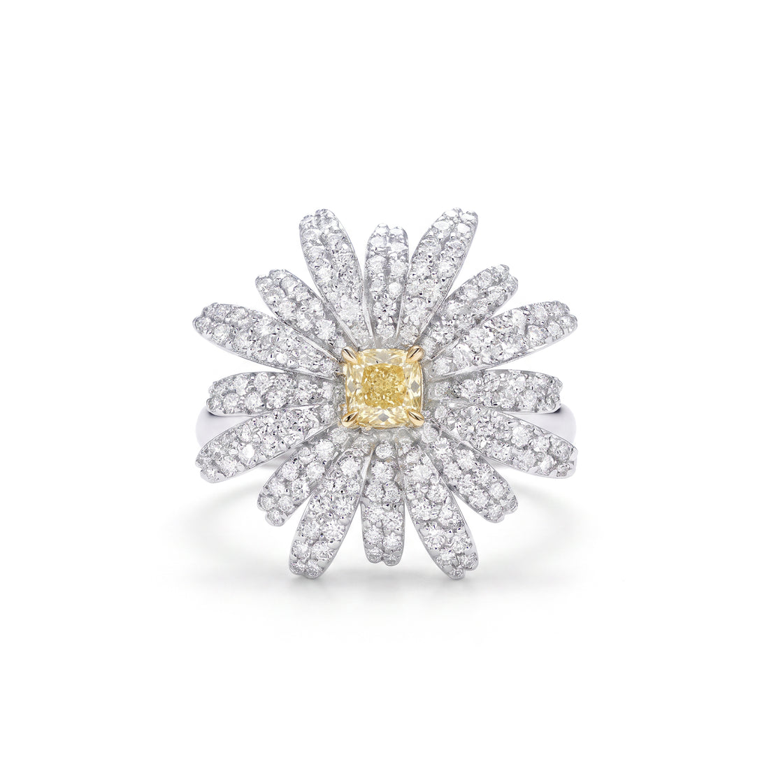 Yellow Diamond Daisy Flower Ring