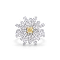 Yellow Diamond Daisy Flower Ring
