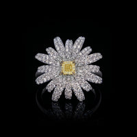 Yellow Diamond Daisy Flower Ring