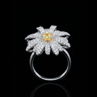 Yellow Diamond Daisy Flower Ring
