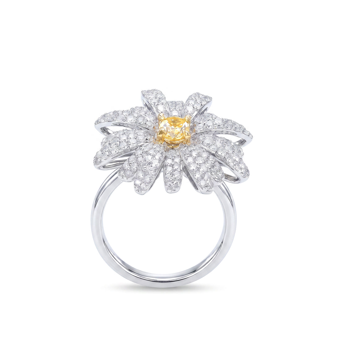 Yellow Diamond Daisy Flower Ring