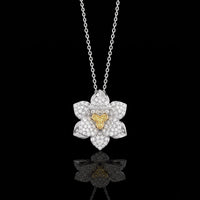 White and Yellow Diamond Flower Pendant