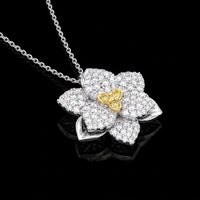 White and Yellow Diamond Flower Pendant