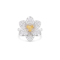 Yellow and White Diamond Flower Ring