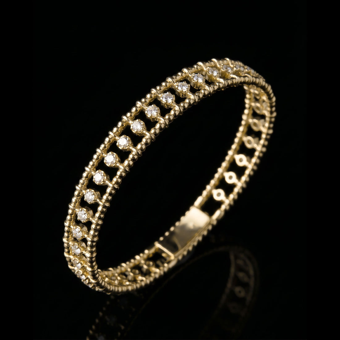 Double Ball and Diamond Flex Bangle, 0.90CT