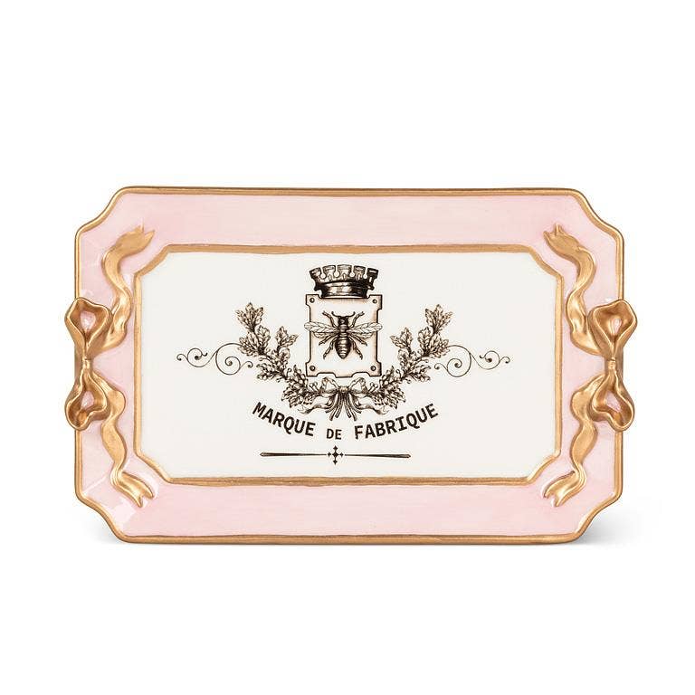 Rectangle Tray with Bow Detail: Blue