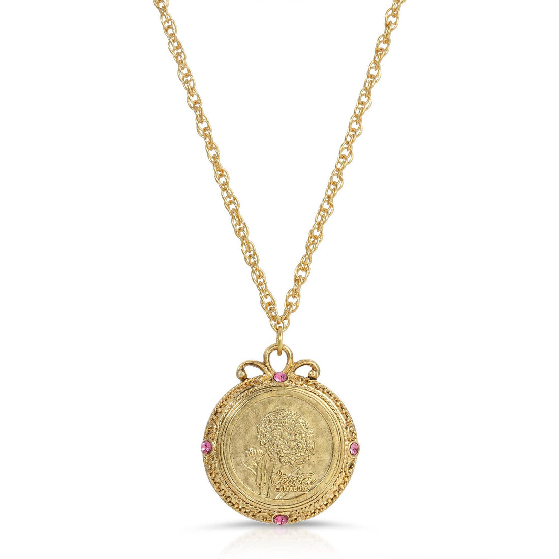 1928 Jewelry Flower of The Month Crystal Pendant Necklace 20: September/Aster/Sapphire