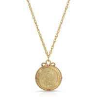 1928 Jewelry Flower of The Month Crystal Pendant Necklace 20: September/Aster/Sapphire