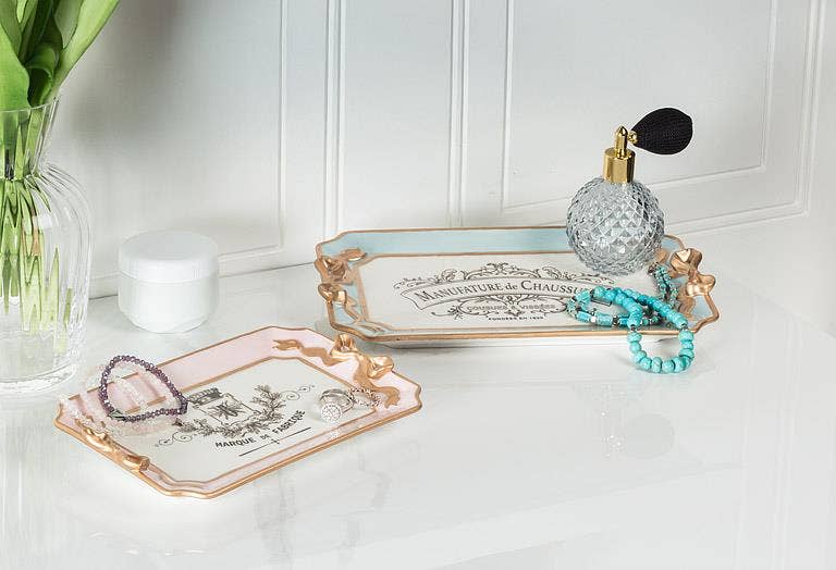 Rectangle Tray with Bow Detail: Blue