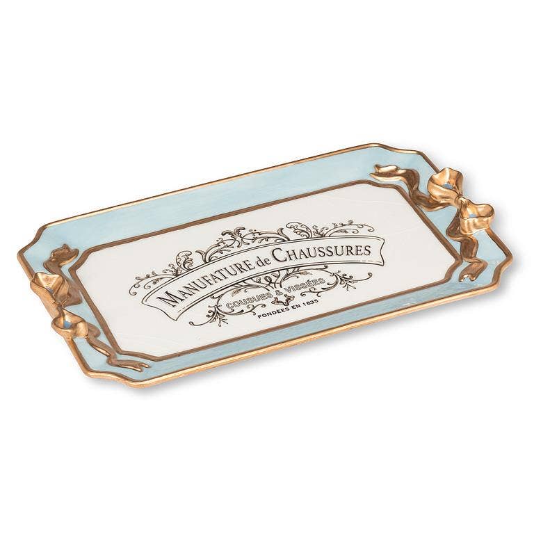 Rectangle Tray with Bow Detail: Blue