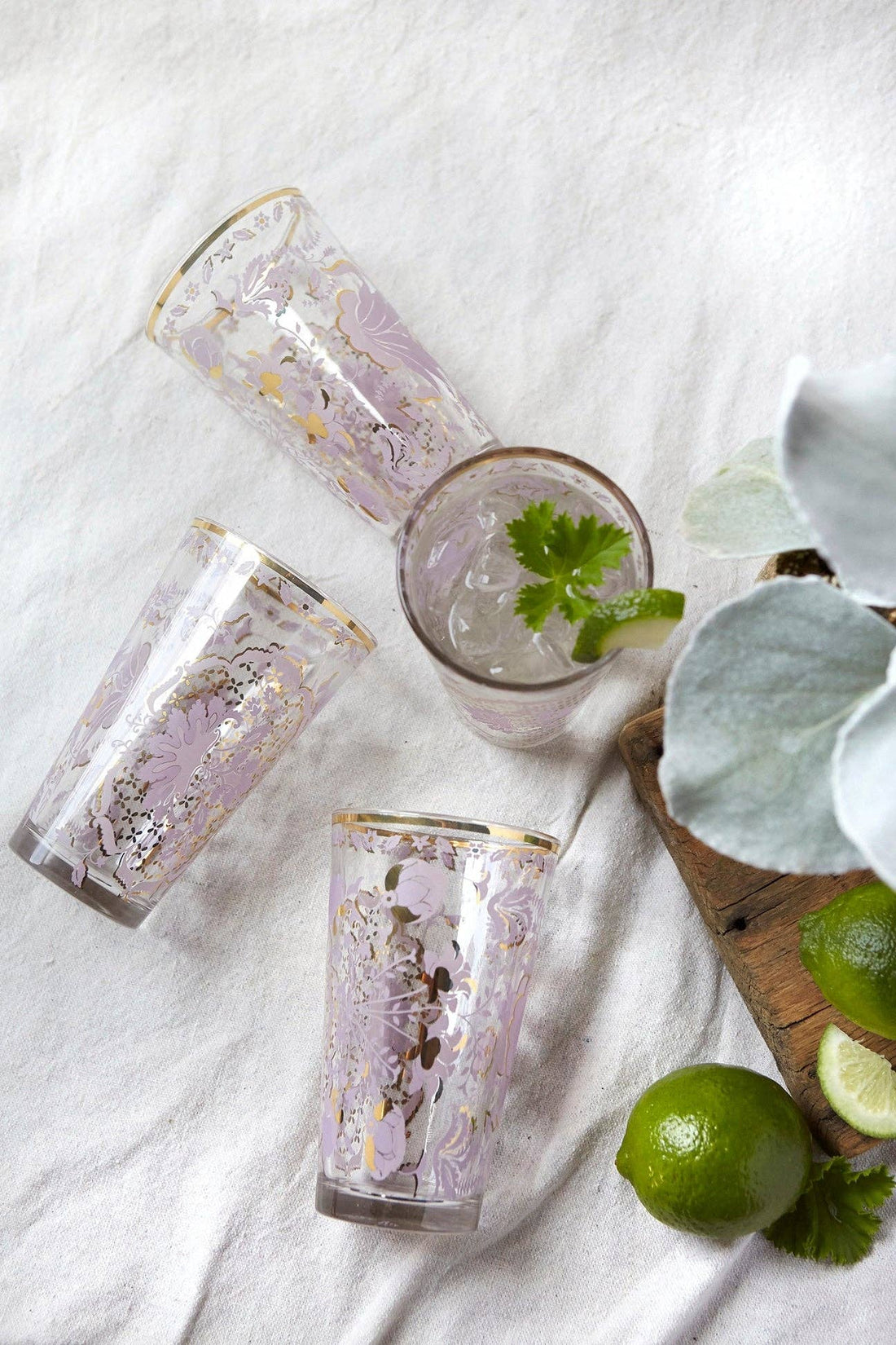 Patina Vie Lilac Tapestry Tall Glass, S/4