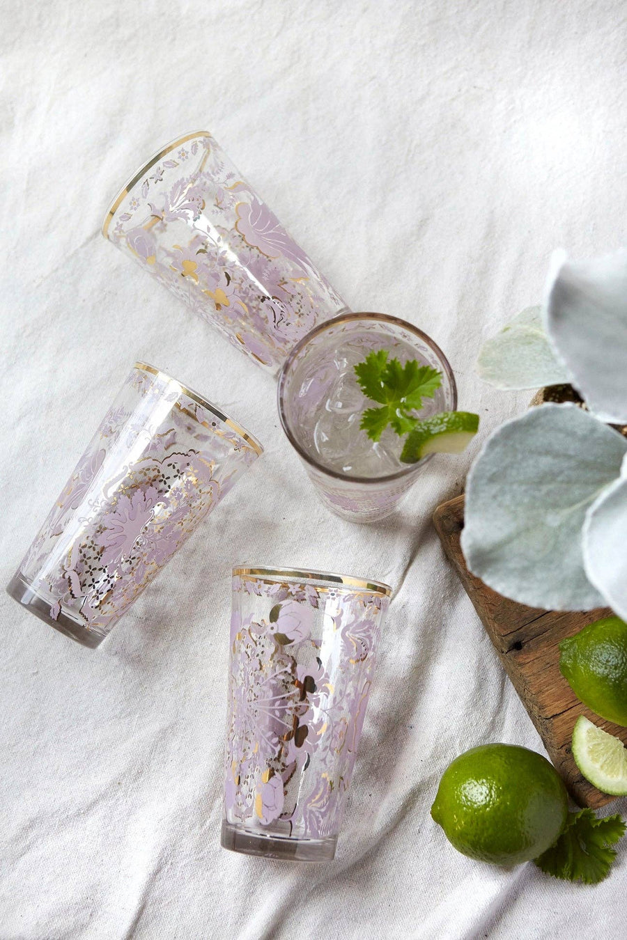 Patina Vie Lilac Tapestry Tall Glass, S/4