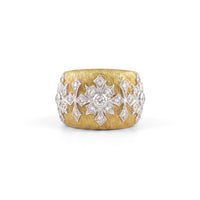 18K Matte YG Florentine Ring with Starburst Diamonds