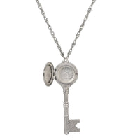 1928 Jewelry Skeleton Key Flower Pendant Locket Necklace: Yellow Gold