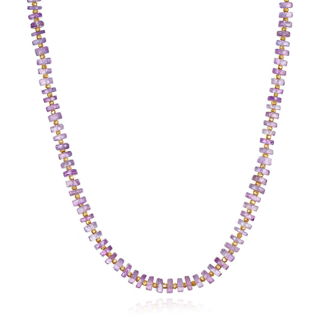 Heishi Sparkle Necklace Pink Amethyst: Gold Vermeil