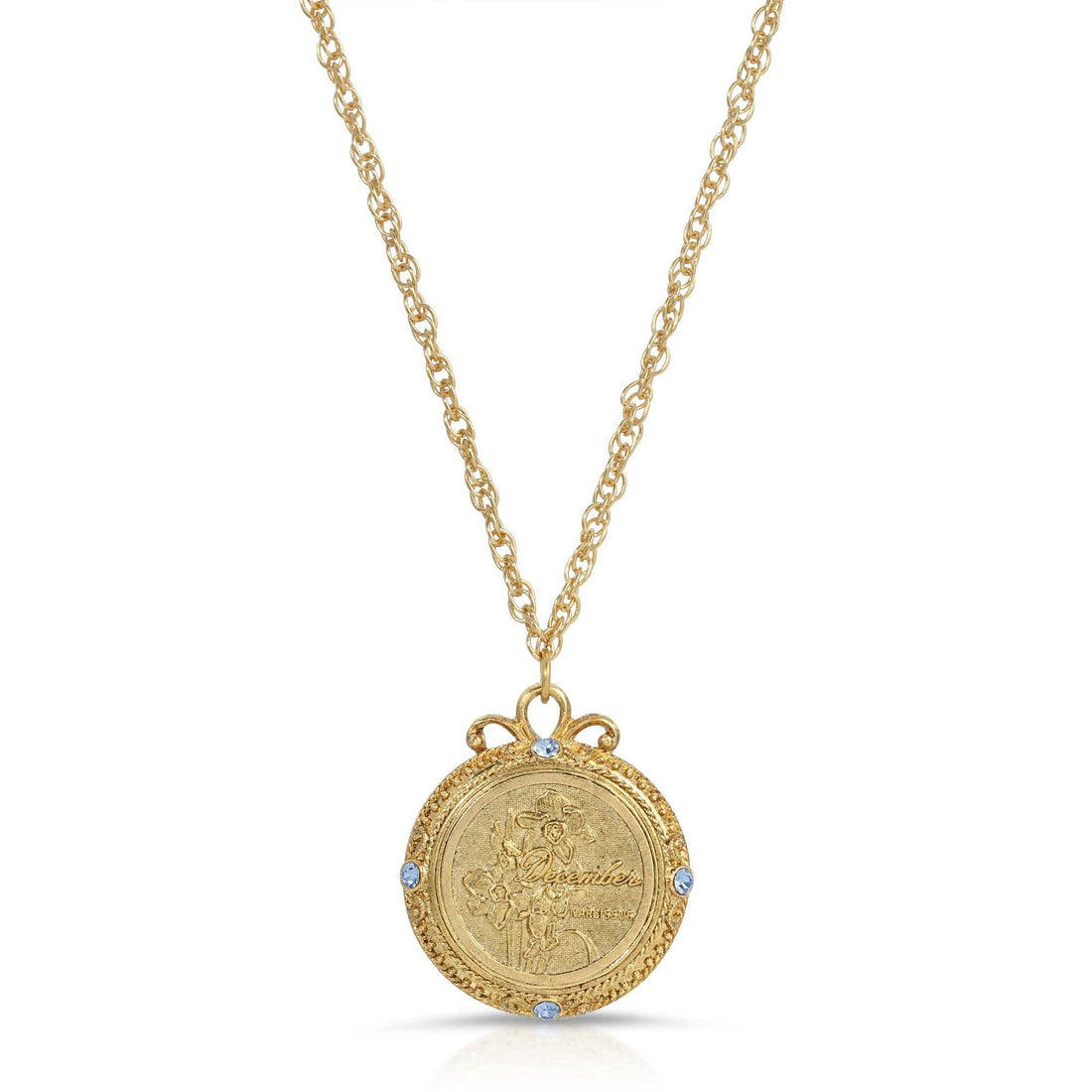 1928 Jewelry Flower of The Month Crystal Pendant Necklace 20: September/Aster/Sapphire