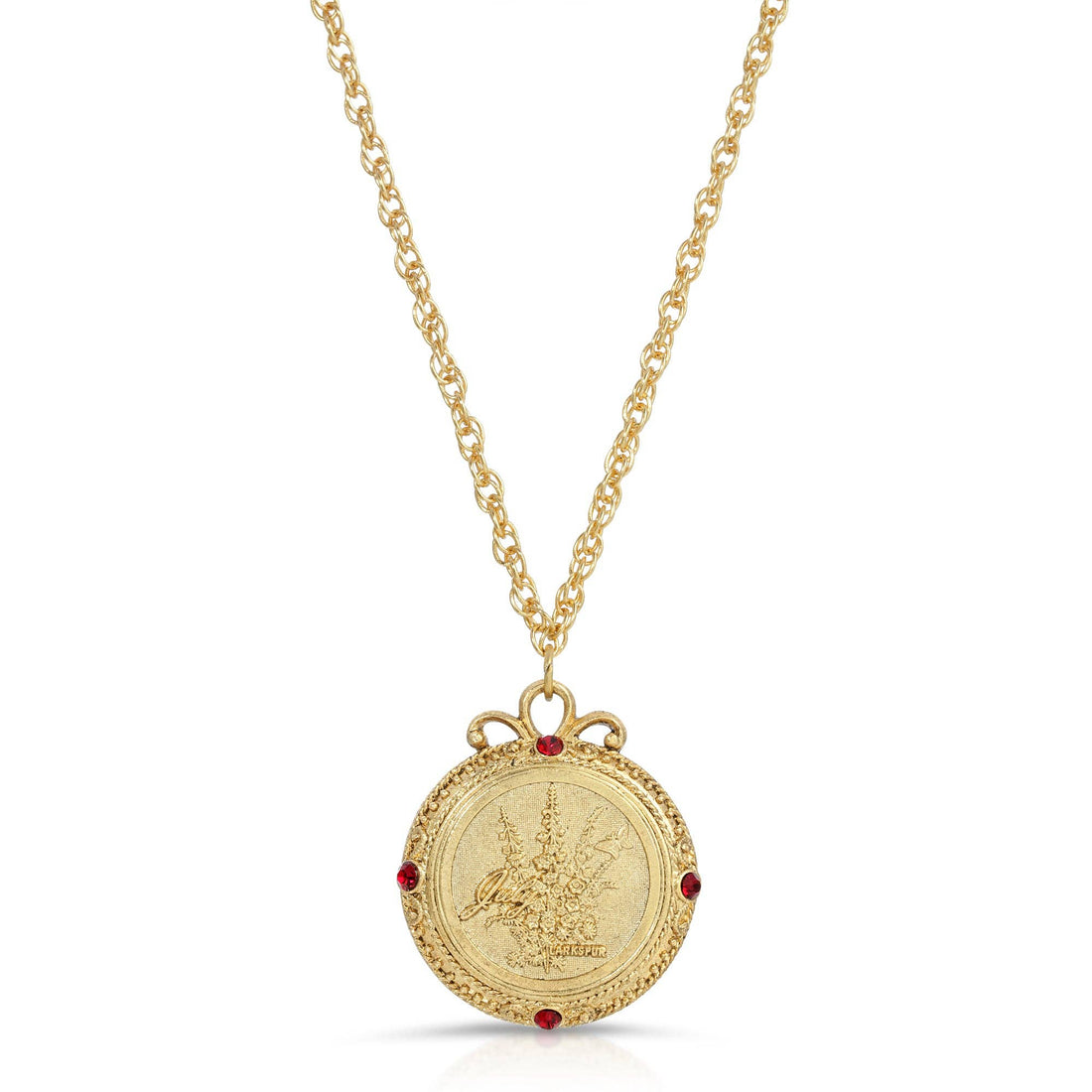 1928 Jewelry Flower of The Month Crystal Pendant Necklace 20: September/Aster/Sapphire
