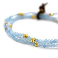 Luxury Mini Faceted Aquamarine Stone Bracelet - BC-603