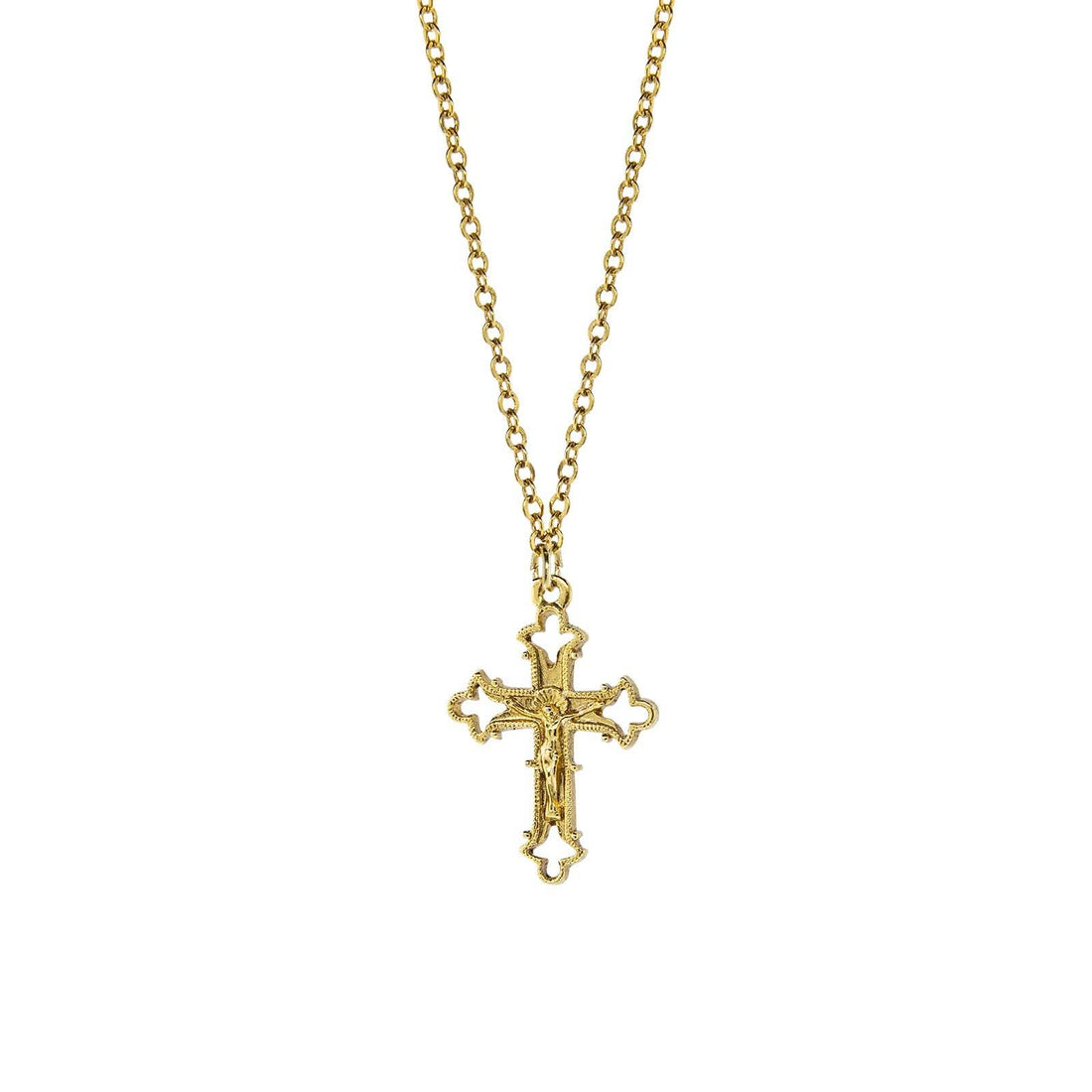 Symbols Of Faith Crucifix Cross Pendant Necklace 18": Gold
