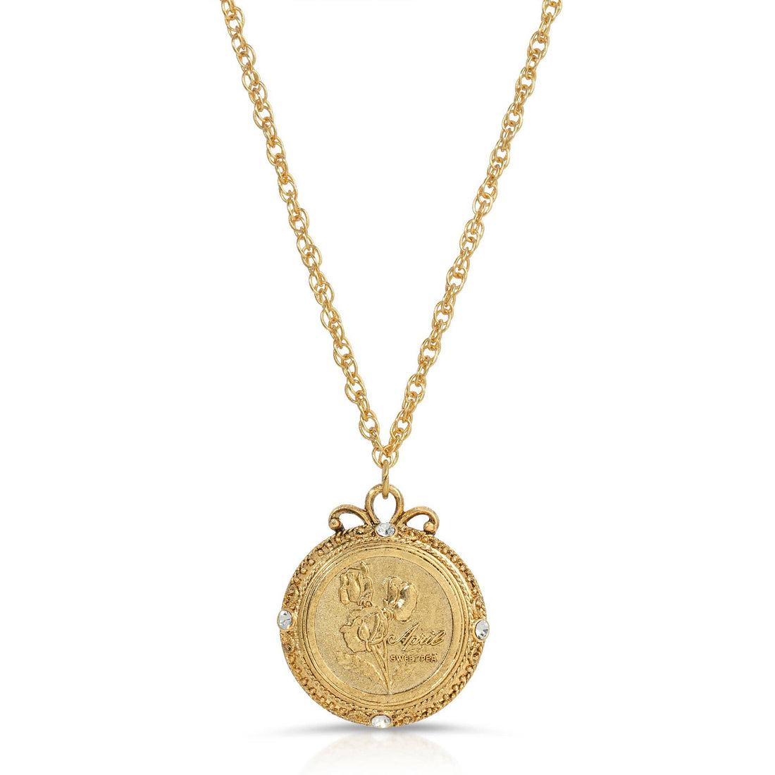 1928 Jewelry Flower of The Month Crystal Pendant Necklace 20: September/Aster/Sapphire