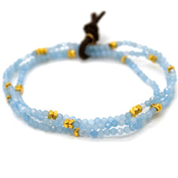 Luxury Mini Faceted Aquamarine Stone Bracelet - BC-603