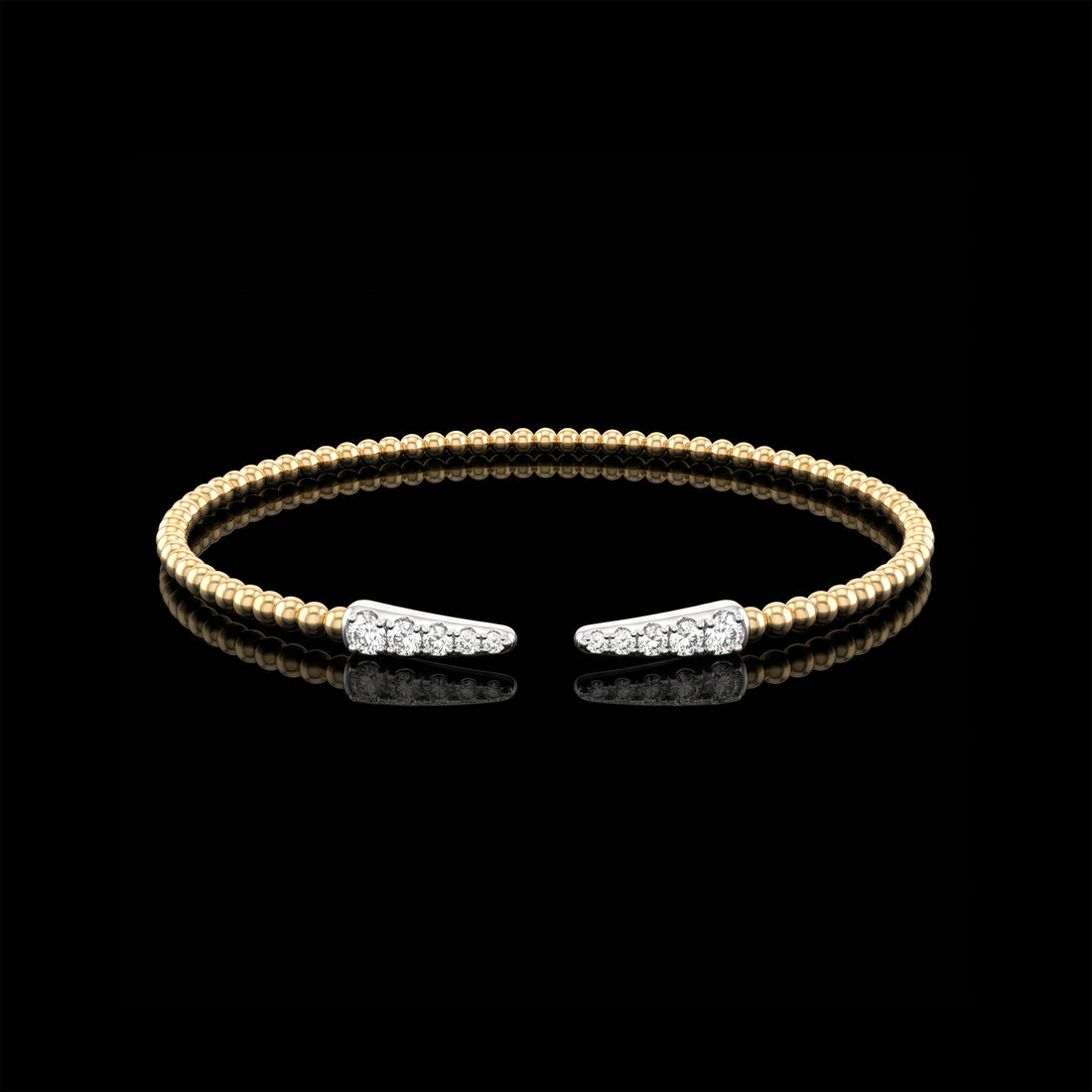 Beaded Diamond End Flex Bangle