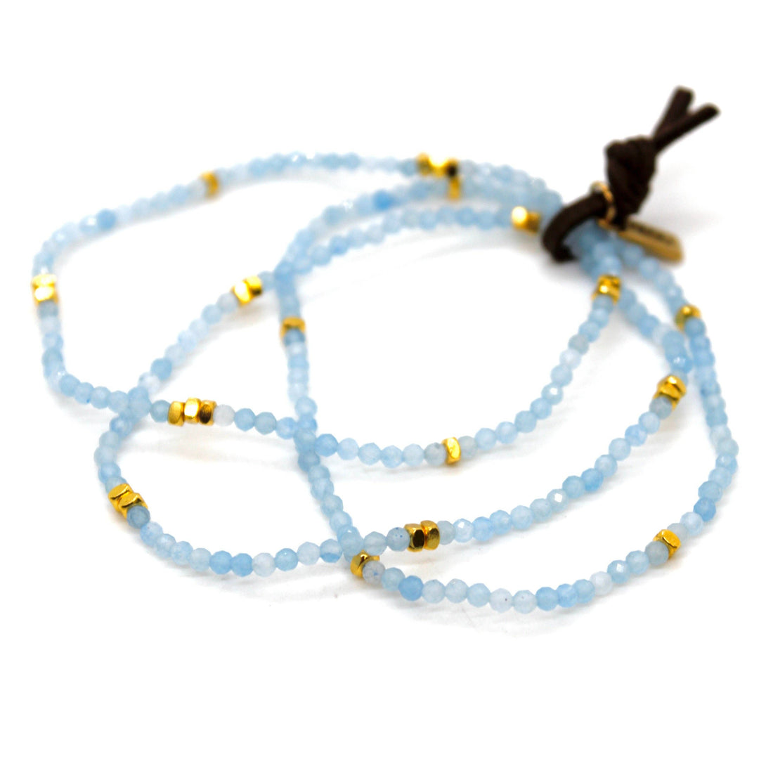 Luxury Mini Faceted Aquamarine Stone Bracelet - BC-603